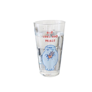 韩国romane可爱卡通ins玻璃水杯啤酒咖啡冷热饮牛奶果汁杯子400ml