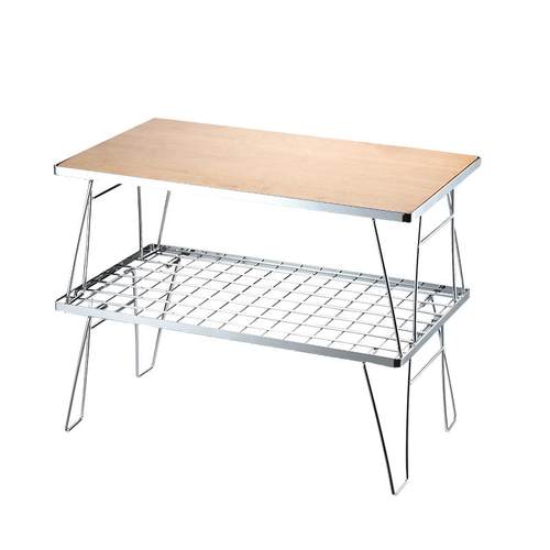 柯曼户外折叠桌不锈钢露营野餐桌子置物架不锈钢拼接重叠网桌组合