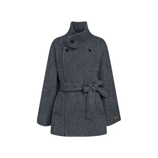 Kroche allgrey 70绵羊毛 立领手工双面呢A字中长款呢子大衣