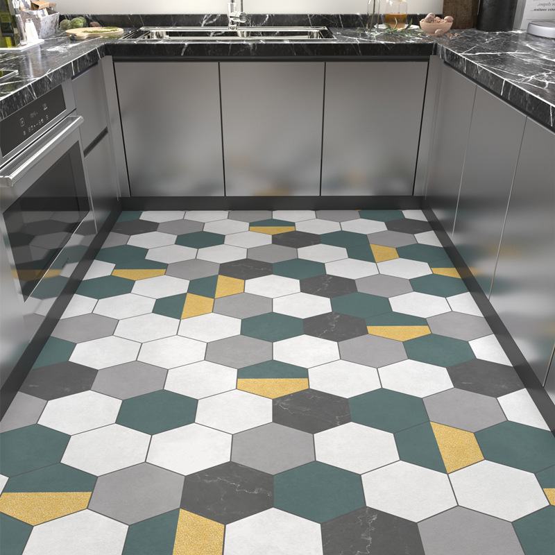 厨房皮革地垫防水防油可擦免洗脚垫家用现代简约风可裁剪防滑地垫