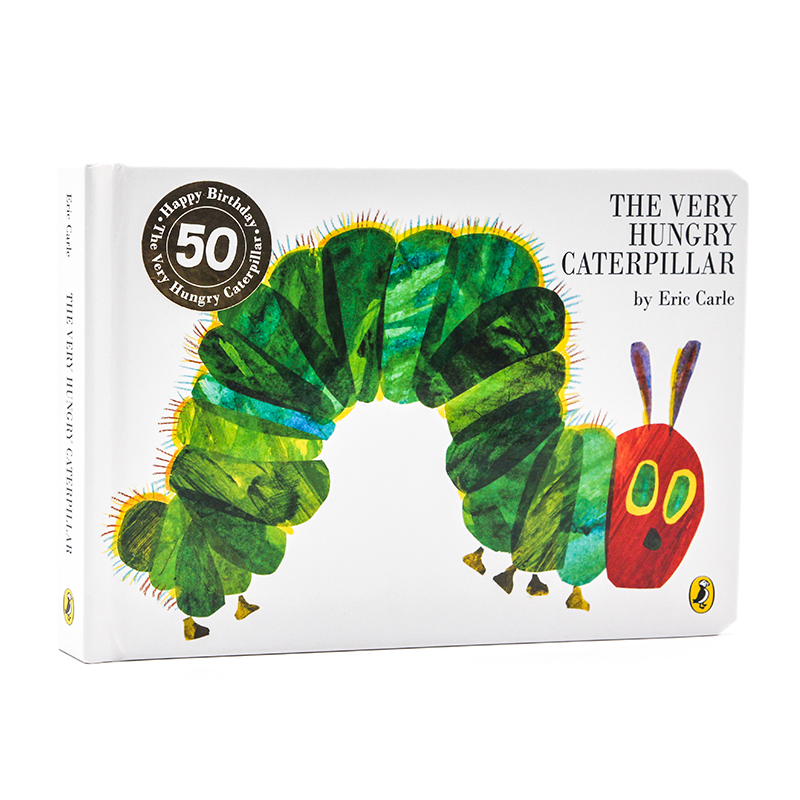 英文原版好饿的饥饿的毛毛虫绘本 the very hungry caterpillar 幼儿童早教启蒙英语纸板洞洞书 b