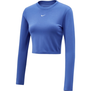 滔搏NIKE耐克女子运动休闲短款针织圆领长袖T恤HF5323-460