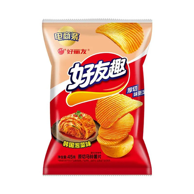 好丽友薯片好友趣韩国泡菜味45g*8组合装混合一箱办公室休闲零食
