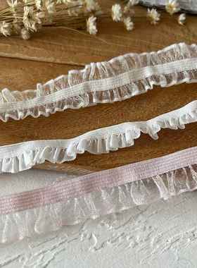 新品 黑色弹力荷叶边蕾丝辅料花边木耳网纱婚纱bjd手工袖口领口di