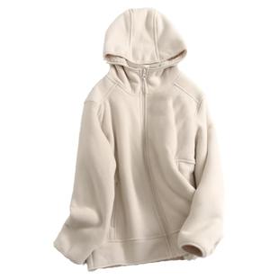 加厚升级上面摇粒绒连帽拉链外套仿羊羔绒蓄热保暖长袖女卫衣H813