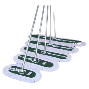 保洁专用平板拖把大号尘推头螺丝棉线酒店水泥地工厂车间墨绿色