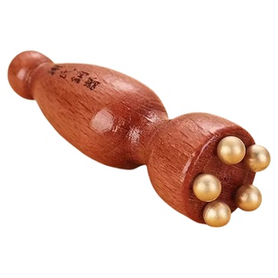 朱雀三啄面部按摩器小莲蓬实木黄铜点穴棒脸部眼部拨筋棒美容工具