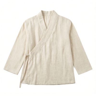 棉麻交领汉服上衣短款中式茶服女