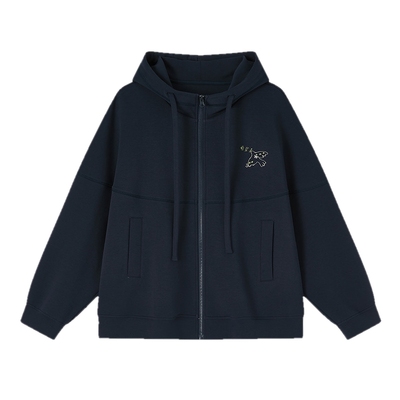 飞鸟和新酒2025秋季新款宽松小绣花带帽廓形卫衣式短外套上衣