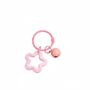 可爱彩色亚克力星星钥匙扣圈环铃铛书包diy锁扣挂饰咕卡配饰配件