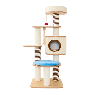 zeze猫爬架猫窝一体麻绳猫抓柱豪华木质大型猫咪爬架子跳台猫抓板