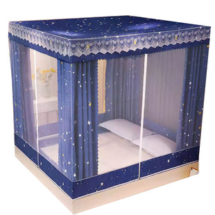 坐床家用遮光床帘蚊帐一体式含支架防摔全封闭拉链蒙古包卧室床幔