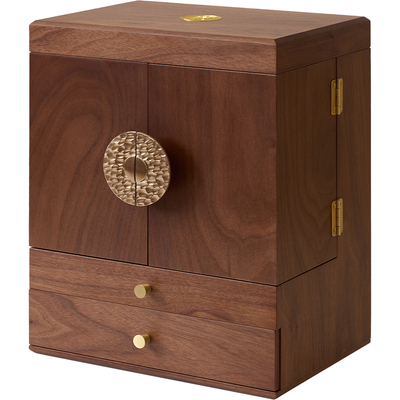 梵瀚木质化妆品收纳盒带镜子一体