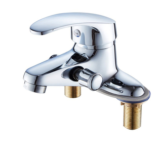 全铜双孔水龙头 面盆混水阀 带淋浴花洒冷热水双用洗澡洗脸盆龙头