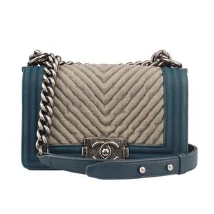 中古9新CHANEL香奈儿LE BOY丹宁小号斜挎A92769二手奢侈品包包