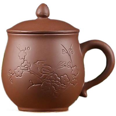 泡茶杯单个主人办公家用紫砂陶瓷喝茶大号男杯子带把带盖水杯茶杯