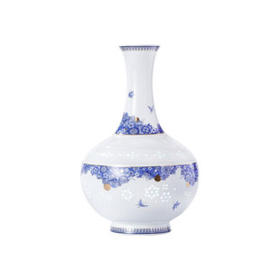 景德镇官方玲珑陶瓷天球瓶中式插花花瓶桌面装饰摆件客厅花器花插