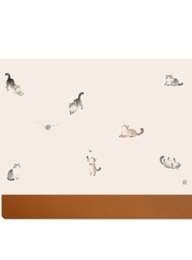 文艺范猫咪桃源画毡 彩绘毛毡垫桌垫书画垫子学生布书法桌布桌垫