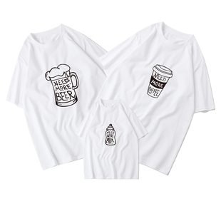 亲子装夏新款潮一家三口炸街春装韩版森系母女装父子短袖T恤