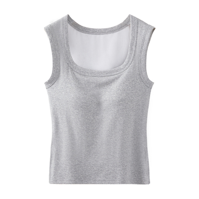 为体贴大胸吊带背心胖mm保暖带胸垫免穿文胸一体大码显瘦打底薄款