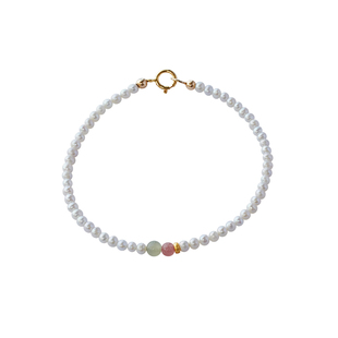 赛赛莉安原创设计和田玉红纹石baby淡水小珍珠手链小众叠戴唯美女