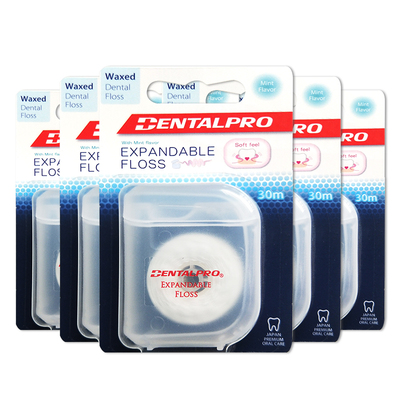 【自营】DENTALPRO丹特博牙线薄荷味膨胀扁线牙线便携清洁牙缝5盒