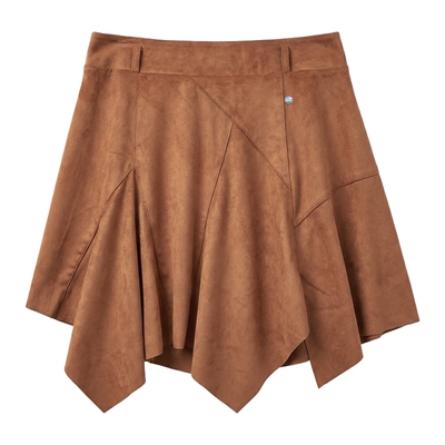 仿麂皮荷叶边短裙带安全裤