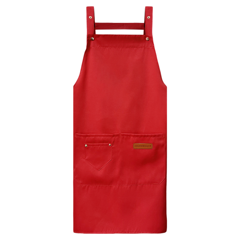 防水围裙工作服餐饮专用定制logo印字订制做饭服务员围腰男女红色