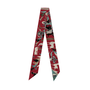 国风红色敦煌九色鹿飘带丝带汉服文创长条窄丝巾手工发饰束发发带