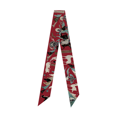 窄丝巾发带国风红色九色鹿中国风