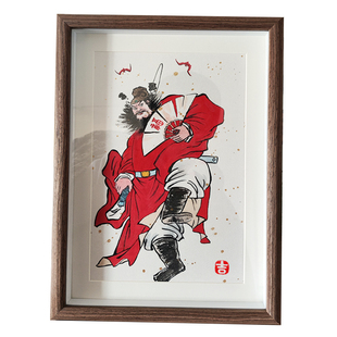 钟馗神威全身画像镇宅招财纳福捉鬼图摆台挂画100%纯手绘可定制