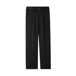 HLA/海澜之家纯色梭织休闲裤24秋新款商务通勤风干练直筒裤子女装