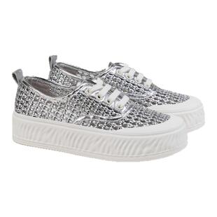 fed银色休闲鞋夏季新款女鞋厚底增高鞋透气板鞋女款S0512-ZCA611