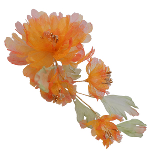 古风发饰橘色烫花牡丹汉服后压头饰唐风芍药花朵发簪头花边夹秋款