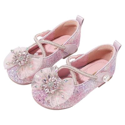 儿童闪钻交叉软底皮鞋配礼服