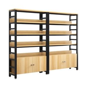 书架落地简约钢木家用卧室收纳书柜子组合铁艺储物货架多层置物架