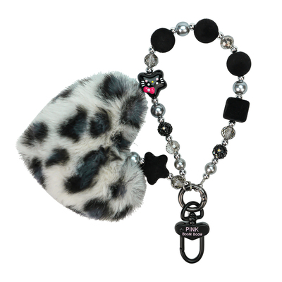 豹纹PinKBooM原创毛绒球手机链女