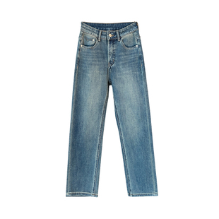 力推!巨好看小绿牌 高腰显瘦烟管牛仔裤女2025秋冬新九分直筒裤