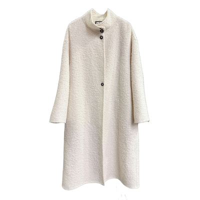 中长款圈圈绒绵羊毛立领大衣外套