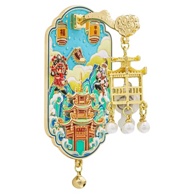 汕头中山纪念亭发光金属冰箱贴磁贴灯笼中国风博物馆广东潮汕文创