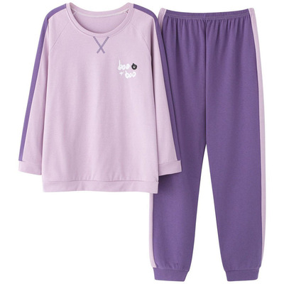 100％纯棉带胸垫一体式长袖睡衣