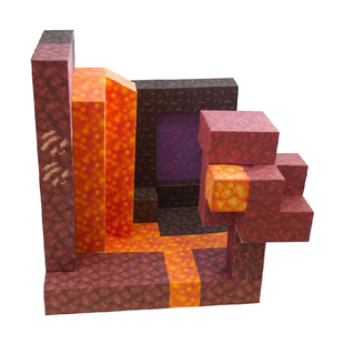 下界传送门末地门我的世界方块岩浆纸模型3D立体手工制作摆件场景