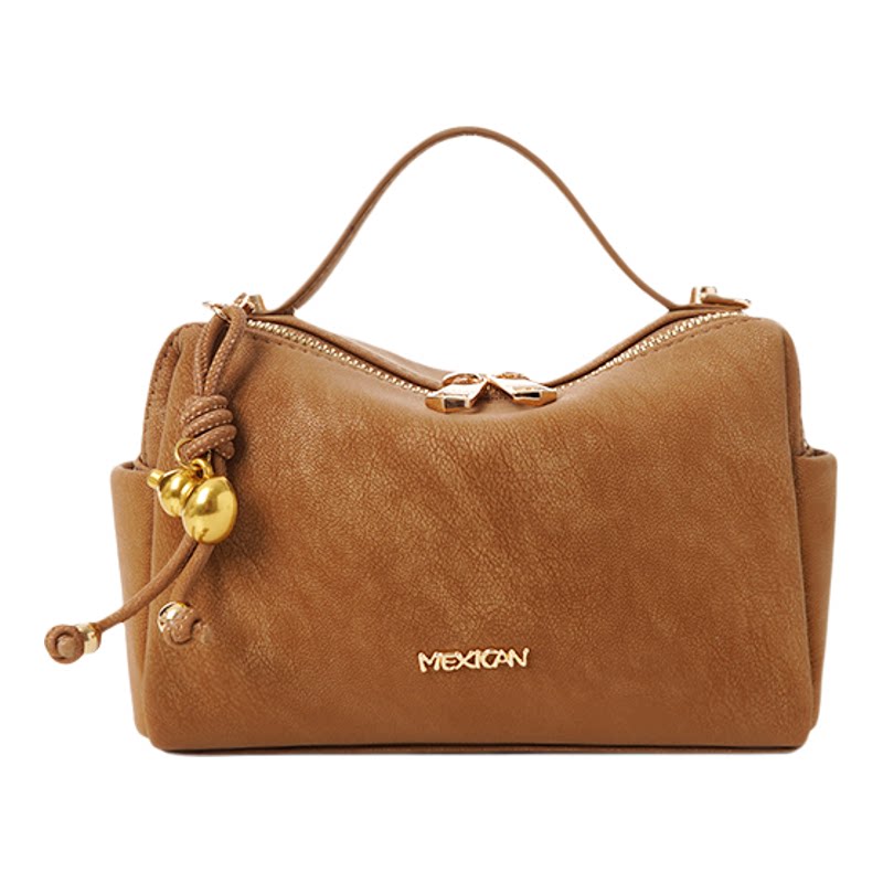 稻草人新款经典绒面牛皮手提包