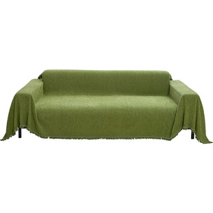 网红款人字纹沙发盖布沙发巾四季通用直排沙发一片式全盖套罩毯子