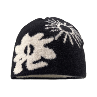 韩国ins小众同款提花毛绒针织帽男女秋冬保暖套头帽滑雪帽冷帽潮