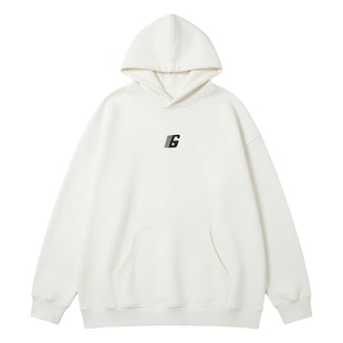 男士白色印花连帽卫衣男款2026新款春季潮牌帅气时髦上衣大码男装