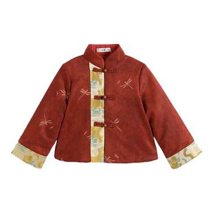 罗蒙男童红色外套冬2025新款儿童宝宝新中式拜年服唐装棉衣演出服