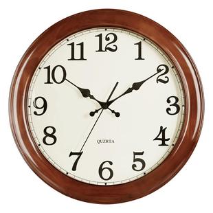 汉时实木钟客厅静音挂钟中国风大气钟表现代简约家用石英时钟HW25