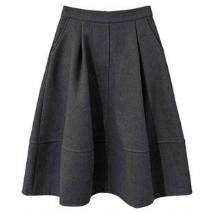 休闲风加厚毛呢花苞半身裙女冬季2025新款时髦百搭显瘦中长款伞裙