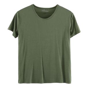 男短袖t恤宽松薄款加肥加大码家居体闲运动上衣白色睡衣莫代尔